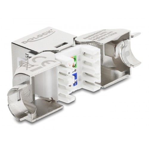 Delock Keystone Module RJ45 jack to LSA Cat.6A toolfree 90° angled shielded for cable diameter from 5.0 - 8.5 mm