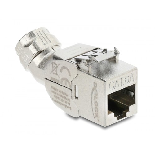 Delock Keystone Module RJ45 jack to LSA Cat.6A with metal latch tool-free 45° angled shielded