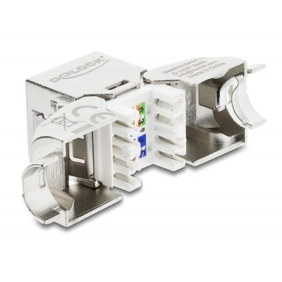 Delock Keystone Module RJ45 jack to LSA Cat.6A with metal latch tool-free 45° angled shielded 2