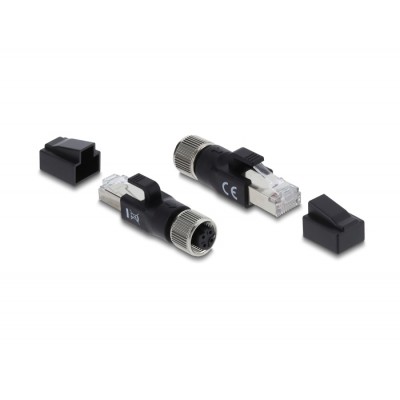 Delock M12 Adapter D-coded 4 pin female to RJ45 plug black 2