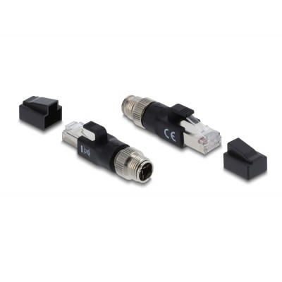 Delock M12 Adapter X-coded 8 pin male to RJ45 plug black 2
