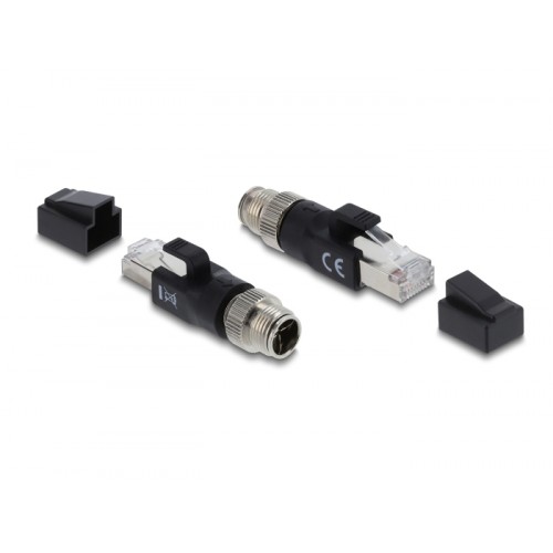 Delock M12 Adapter X-coded 8 pin male to RJ45 plug black