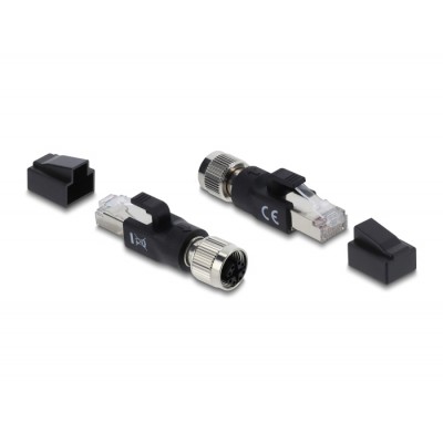 Delock M12 Adapter X-coded 8 pin female to RJ45 plug black 2
