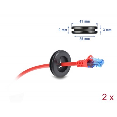 Delock Rubber Cable Bushing round Ø 30 mm black 2 pieces