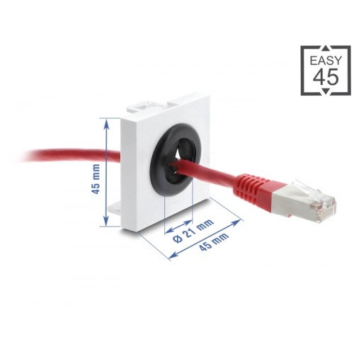 Delock Easy 45 Cable Bushing round Ø 21 mm white / black