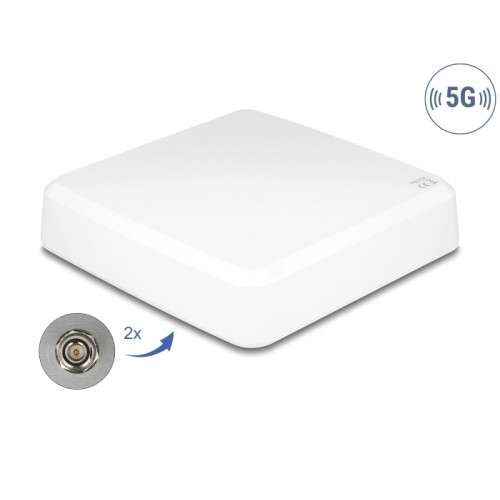 Delock 5G 3300 - 5000 MHz MIMO Antenna 2 x N jack 9 dBi directional wall and pole mounting outdoor white