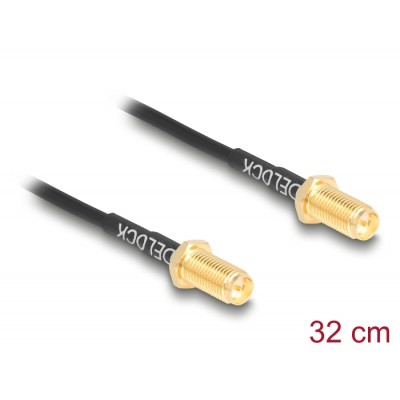 Delock Antenna Cable RP-SMA jack bulkhead to RP-SMA jack bulkhead RG-174 32 cm