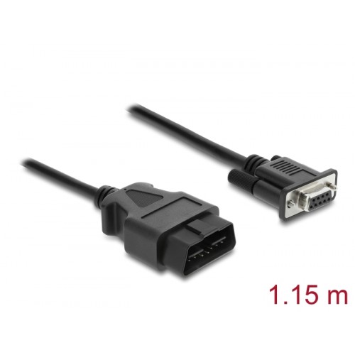 Delock Adapter Cable OBD-2 male to Sub-D 9 pin female with screws 1.15 m