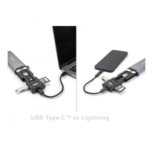 Delock USB 5 Gbps Card Reader with SD and Micro SD slot and Memory card storage compartments