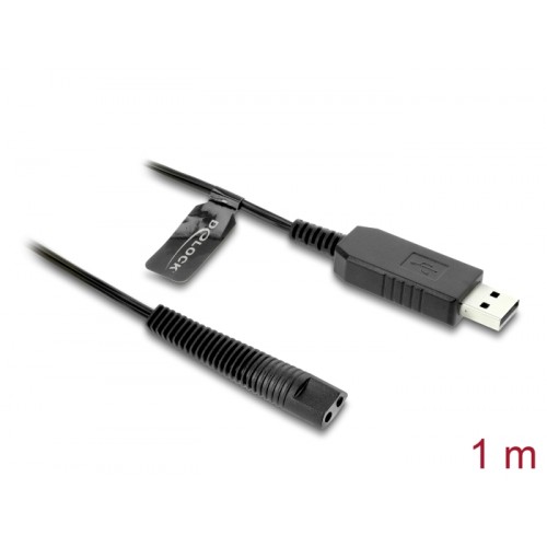 Delock USB Charging Cable 12 V for Electric Shavers compatible with Braun series 1, 3, 5, 7, 9 - shaver charger replacement cabl