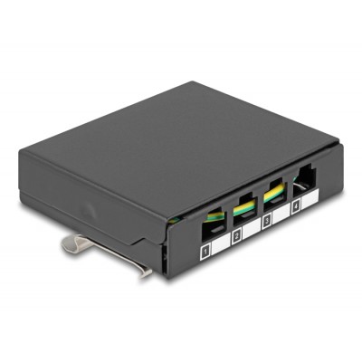 Delock Blank Panel 4 port for Keystone RJ-modules black - for mounting on a table, wall or DIN rail