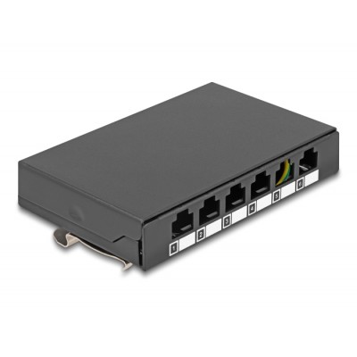 Delock Blank Panel 6 port for Keystone RJ-modules black - for mounting on a table, wall or DIN rail