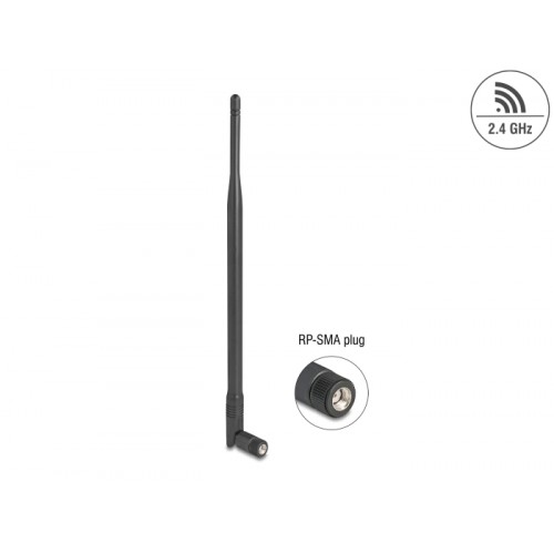 Delock WiFi 2.4 GHz Antenna RP-SMA plug 7 dBi omnidirectional with tilt joint black