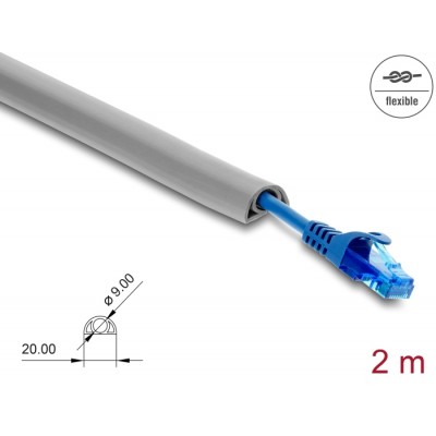 Delock Cable Duct PVC flexible 20 x 10 mm - length 2 m grey