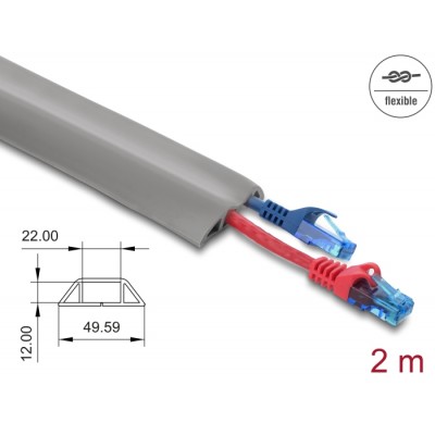 Delock Cable Duct PVC flexible 50 x 14 mm - length 2 m grey