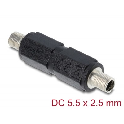 Delock DC Barrel Jack Adapter DC 5.5 x 2.5 mm female to female with thread straight