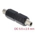 Delock DC Barrel Jack Adapter DC 5.5 x 2.5 mm female to female with thread straight