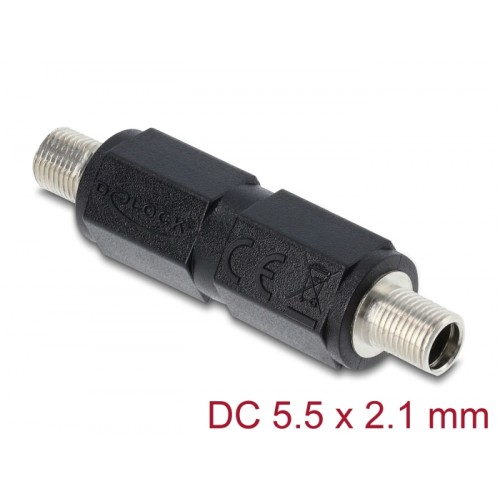 Delock DC Barrel Jack Adapter DC 5.5 x 2.1 mm female to female with thread straight