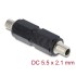 Delock DC Barrel Jack Adapter DC 5.5 x 2.1 mm female to female with thread straight