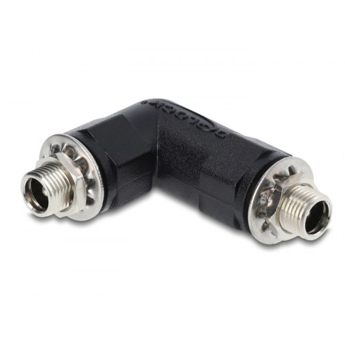 Delock DC Barrel Jack Adapter DC 5.5 x 2.1 mm female to female with thread angled 90°