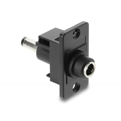 Delock Panel Mount DC 5.5 x 2.1 mm female to DC 5.5 x 2.1 mm male black