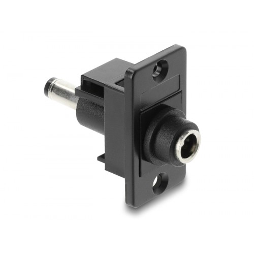 Delock Panel Mount DC 5.5 x 2.1 mm female to DC 5.5 x 2.1 mm male black