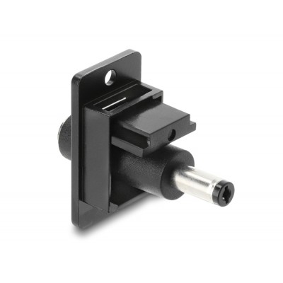 Delock Panel Mount DC 5.5 x 2.1 mm female to DC 5.5 x 2.1 mm male black 2