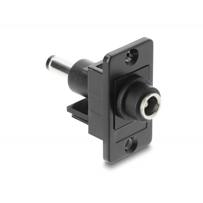 Delock Panel Mount DC 5.5 x 2.1 mm female to DC 5.5 x 2.5 mm male black