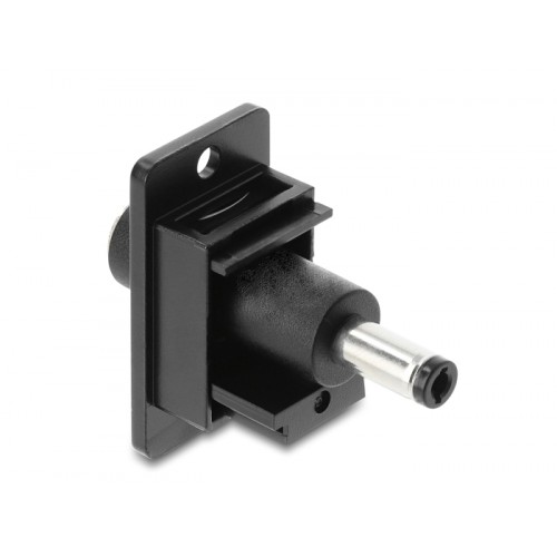 Delock Panel Mount DC 5.5 x 2.1 mm female to DC 5.5 x 2.5 mm male black