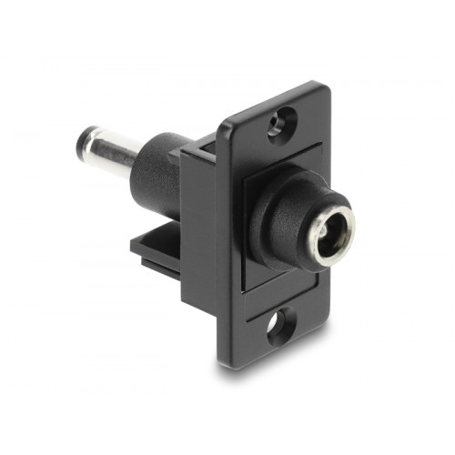 Delock Panel Mount DC 5.5 x 2.5 mm female to DC 5.5 x 2.1 mm male black