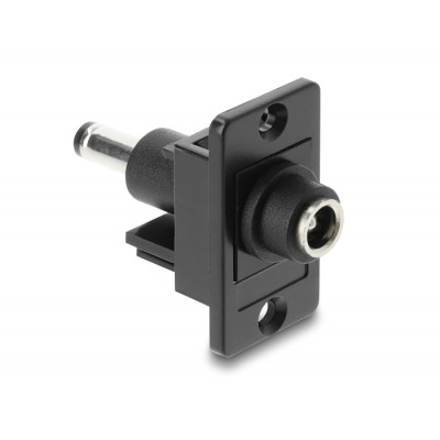 Delock Panel Mount DC 5.5 x 2.5 mm female to DC 5.5 x 2.5 mm male black