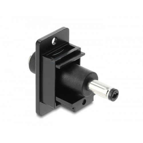 Delock Panel Mount DC 5.5 x 2.5 mm female to DC 5.5 x 2.5 mm male black