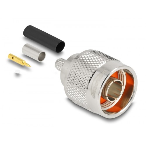 Delock N plug for crimping LMR 200 with matching shrink tube