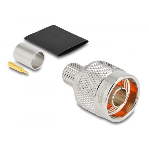 Delock N plug for crimping LMR 400 with matching shrink tube