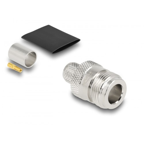 Delock N jack for crimping LMR 400 with matching shrink tube