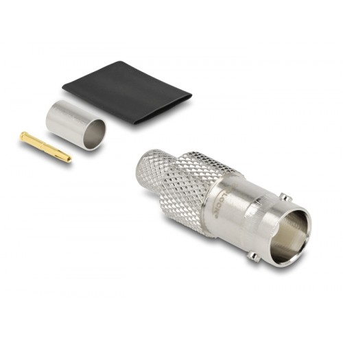 Delock BNC jack for crimping RG-6 with matching shrink tube