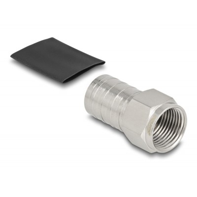 Delock F plug for crimping RG-6 with matching shrink tube