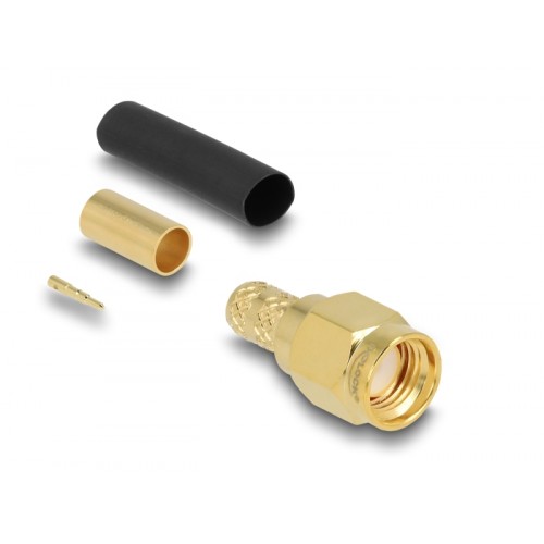 Delock SMA plug for crimping LMR200 with matching shrink tube