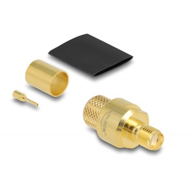 Delock SMA jack for crimping LMR400 with matching shrink tube