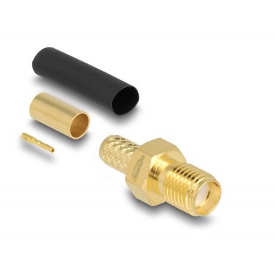 Delock SMA jack for crimping LMR200 with matching shrink tube