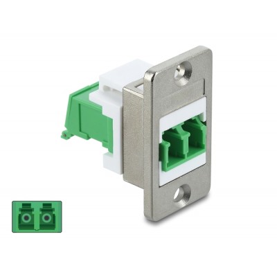 Delock Panel Mount LC Duplex female to LC Duplex female with laser protection flip inside silver / green / white