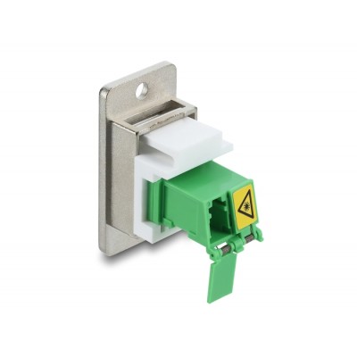 Delock Panel Mount LC Duplex female to LC Duplex female with laser protection flip inside silver / green / white 2