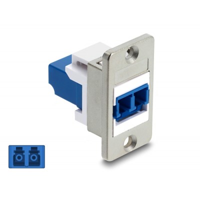 Delock Panel Mount LC Duplex female to LC Duplex female silver / blue / white