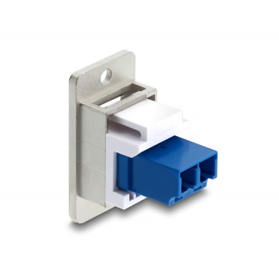 Delock Panel Mount LC Duplex female to LC Duplex female silver / blue / white 2