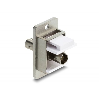 Delock Panel Mount ST Simplex female to ST Simplex female silver / white 2