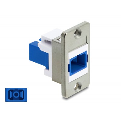Delock Panel Mount SC Simplex female to SC Simplex female silver / blue / white