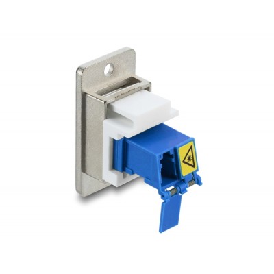 Delock Panel Mount LC Duplex female to LC Duplex female with laser protection flip inside silver / blue / white 2