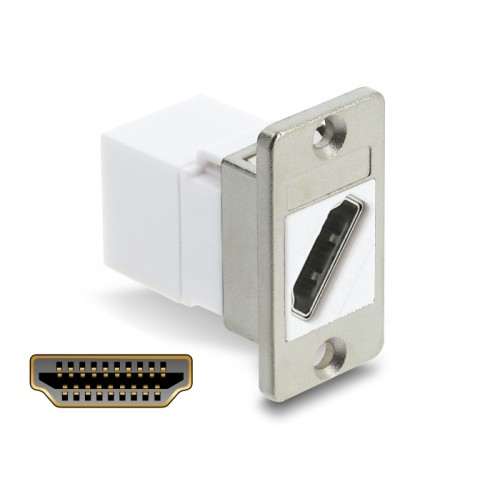 Delock Panel Mount HDMI female to HDMI female diagonal 8K 60 Hz white