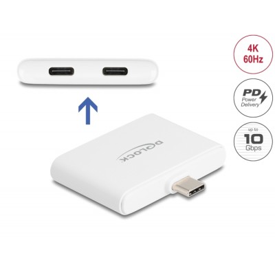 Delock USB Type-C™ Adapter to USB-C™ Data 10 Gbps and Video 4K 60 Hz + USB Type-C™ PD 92 W