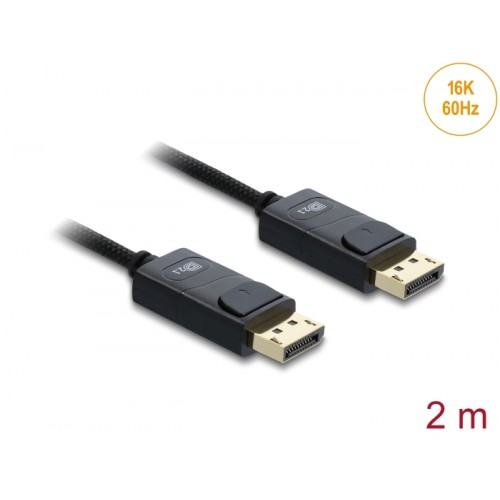 Delock Coaxial DisplayPort cable 16K 60 Hz 80 Gbps with braided coating 2 m